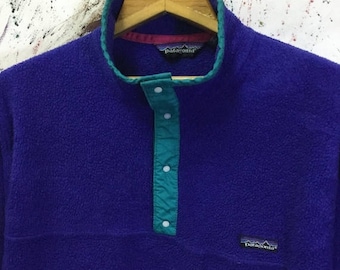 SALE 25% Vintage 80s Patagonia Snap Fleece Pullover Jacket Made In Usa