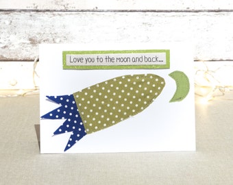 Love you to the moon and back card / cute anniversary card / 1st anniversary card / love you birthday card / wedding anniversary card