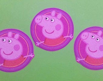 Set of 3 Peppa Pig iron on fabric motifs/embellishments/patches