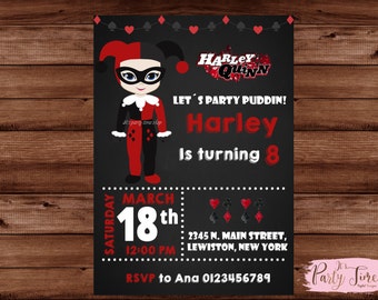 Harley Quinn Invitations - Harley Quinn Birthday Invitations - Girls Superhero Invitations - Suicide Squad Invitation - Suicide Squad.
