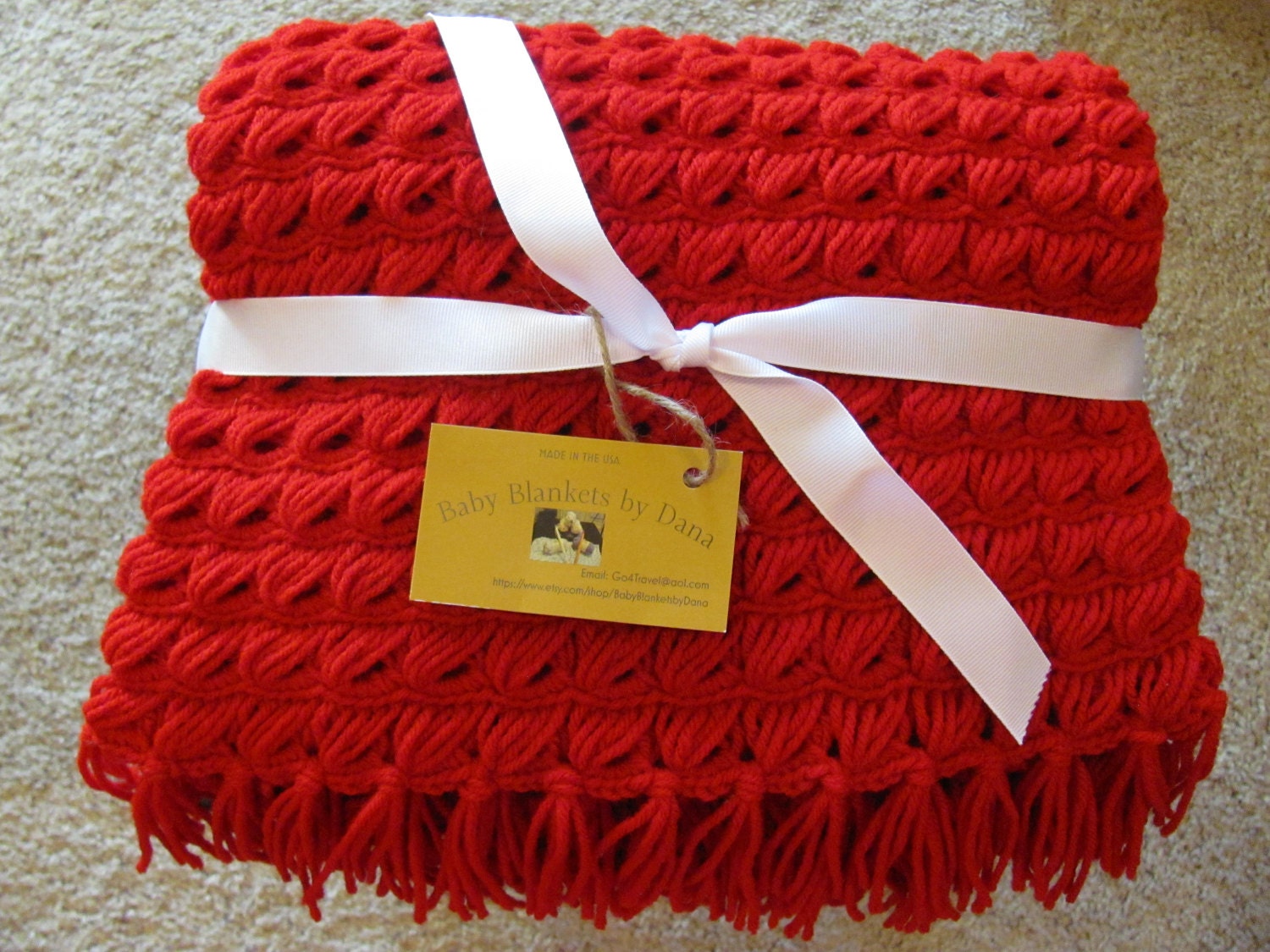 Christmas Red Crochet Baby Blanket