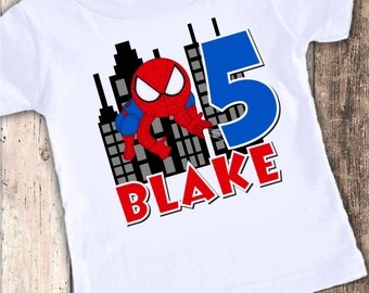 Spiderman inspired custom designed birthday t shirt tshirt personalized