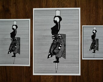 Woman - ART PRINT from original drawing on paper