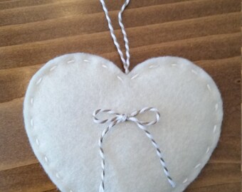 Felt Heart Ornament - White