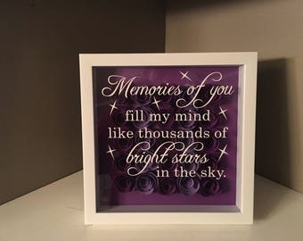 White Shadow Box with Memorial Saying 8"x 8"
