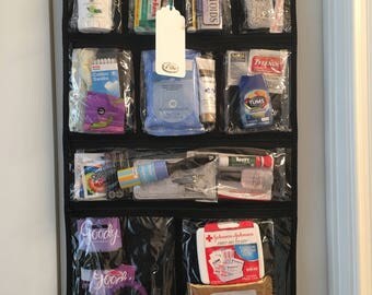 Wedding Emergency Kit, 911 toiletry Kit, Bride Gift, Day of Neccessities, roll up travel bag, Hospital Travel size toiletries, Bride New Mom