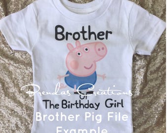 peppa pig iron on transfer, peppa pig birthday shirt, brother pig iron on transfer, file