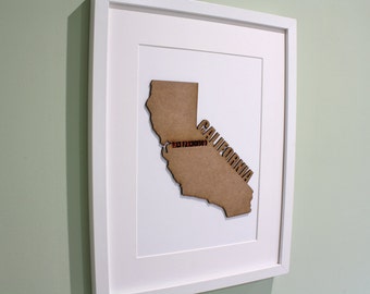 Custom California Map, Custom laser cut map, California Map, Laser Cut Maps, Custom California Map, Map Wall Art, Home Decor 8x10 or A4