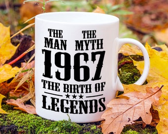 Born In 1967, 50th Birthday Present, Mens 50th Birthday Gift, Year Of Legends, The Man The Myth, Gifts For Him, Fathers Day Gift, 1960s Mug