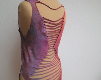 Tie dye top size S with fringes hippie Goa fusion Festival