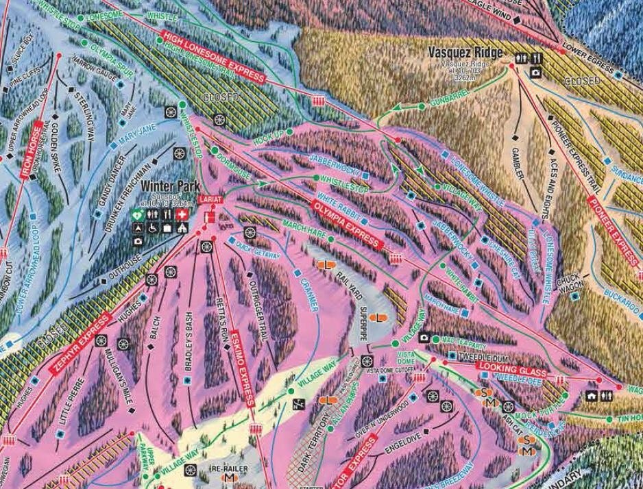 2017 WINTER PARK Colorado Ski Map