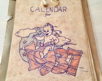 SALE- Vintage Calendar - 1937 - Ephemera
