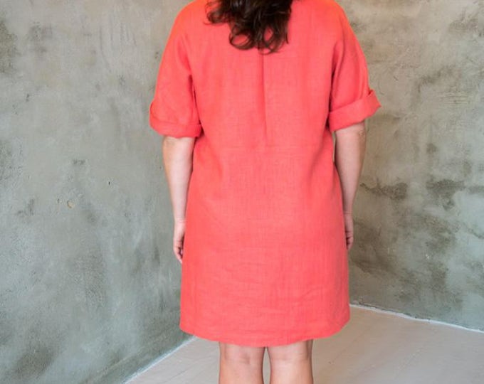 SALE Orange linen dress, Maternity dress, Summer dress, Linen, Orange, Dress, Tunic, Boho, Plus size dress, Loose dress
