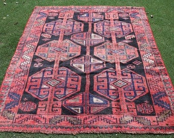 Geometric Semi Antique Persian Kitchen Rug 79 x 63in