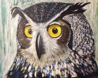 OWL painting large-format acrylic