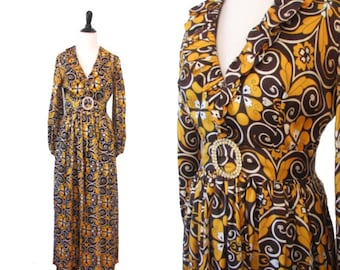 Vintage 1960's Floral Evening Gown - Size Small