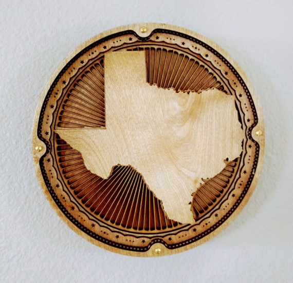 9.5 Laser Cut Wood Texas Wall Medallion