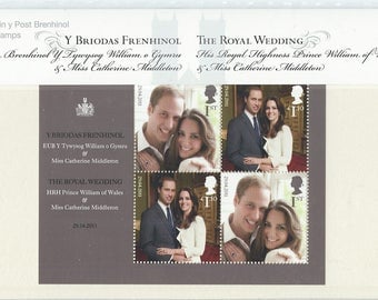 Royal Wedding of Prince William and Catherine Middleton mini sheet in Royal Mail presentation pack. Mint condition, complete as issued.
