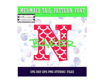 Mermaid Tail Pattern Font | Cut Files-svg, eps, dxf, png, studio3 file formats.