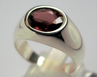 Garnet silver ring | Etsy