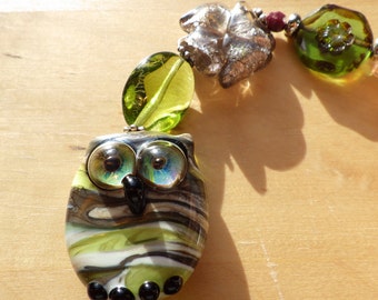 Tundra Owl - OOAK Womens Bracelet - Hibou du Tundra - OOAK Bracelet pour Femmes
