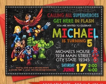 Avengers Birthday Invitation, Avengers Invite, Avengers Party Invitations, Superheroes - Superhero Do-It-Yourself Digital File Invites - Boy