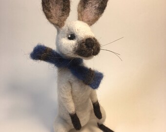 Needle Felted Bunny Rabbit, Wool Sculpture, Handmade Nursery Decor Gift