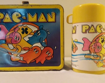 1980s Pac-Man Lunch Box with Thermos