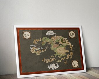 AVATAR : The Last Airbender (TLA) Aang / Avatar The Last Airbender map / The Legend or Korra wall art, Iroh, Zuko, Katara