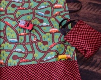 Car Playmat - Hotwheels Car Mat - Travel Play Mat - Car Carrier - Kids Car Play - Race Track Mat - Car Track - Toy Car Storage - Road Play