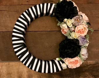 Striped Floral Wreath