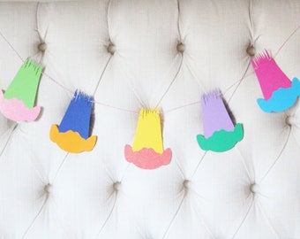 trolls birthday party, trolls banner, trolls garland, trolls party supplies, trolls decorations, rainbow party, trolls dessert table