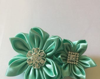 Satin hair clip with rhinestones