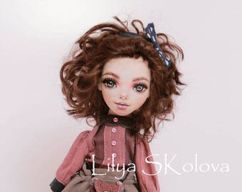 Textile doll blonde textile doll and interior doll fabric doll portrait doll cloth textile doll текстильная кукла selfy doll portrait doll