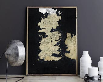 Game Of Thrones Map Seven Kingdoms Westeros Winterfell House Stark Seven Kingdoms Map Ice and Fire Westeros Map Stark Game Of Thrones Art