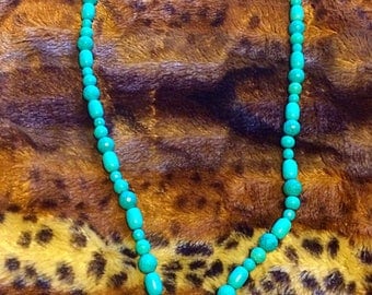 Long heavy turquoise beads with turquoise drop.