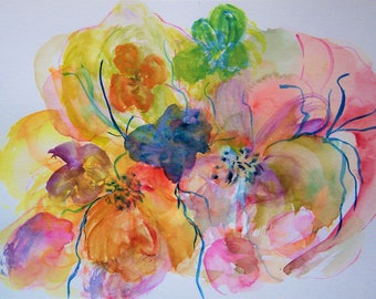 Flower Painting Abstract Painting Watercolor Flowers Floral Painting Original Watercolor Painting