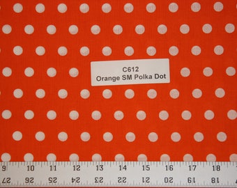 Orange Polka dot Cotton Fabric SHIPS FAST Polka dot Cotton fabric for quilting sewing crafts clothing fabric store free shipping available