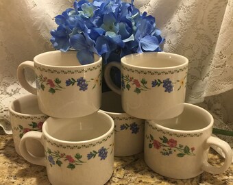Farberware English Garden 4241 Stoneware Cups - Set of 6