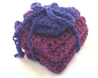 Handmade Crocheted Washcloths, Set of 3