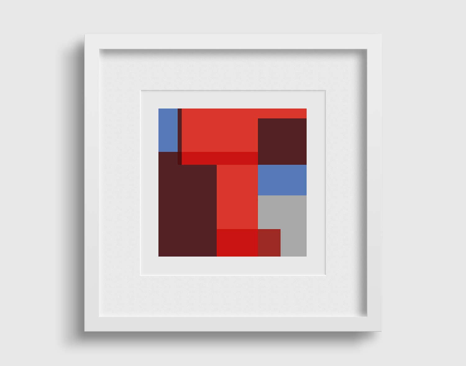 Red and blue abstract geometric art print Art print