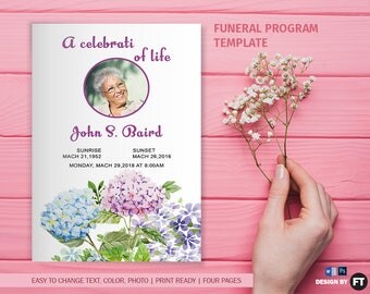 Funeral Program Template | Printable Funeral Program | Memorial Obituary Template | Microsoft Word and Photoshop Template | Instant Download