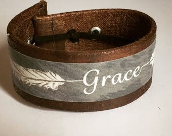 handwriting Bracelet | 1" Grace Vegan Cuff Bracelet | Customization / Personalized available | Vegan leather handmade in Seattle |