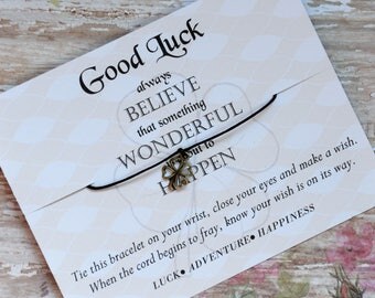 Four Leaf Clover Wish Bracelet,Wish Upon Your Wrist, Wish Bracelet, Good Luck Bracelet, IVF Gift, Graduation Gift, New Job Gift,