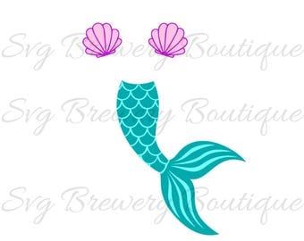 Mermaid tail, clam, shell SVG (layered), PNG, DXF for cricut, silhouette studio, vinyl decal, t shirt design, scrapbooking, stencil template