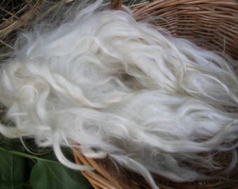 2 oz 60 gr lavados Mohair encaje en crema blanca de color, encaje color Natural, cabra de Angora, pelo de la muñeca, Spinning, mezcla de cerraduras, rizos de angora