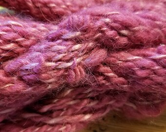 CRAZY Handspun Art yarn Baby Alpaca with coils plied with silk
