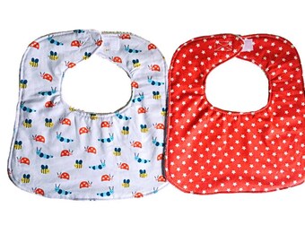 Baby Bib Set, Baby Boy Bib, Garden Friends Infant Bibs, Baby Shower Gift, Baby Bibs Set of 2, Dribble Bibs