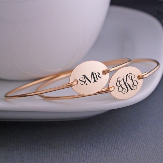 Monogrammed Bracelet Gold Monogram Jewelry Monogrammed