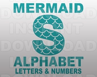 Mermaid Font SVG File,Mermaid Alphabet SVG File,Mermaid Letters SVG - Commercial & Personal Use - Vector svg file,Cricut,Silhouette Cameo